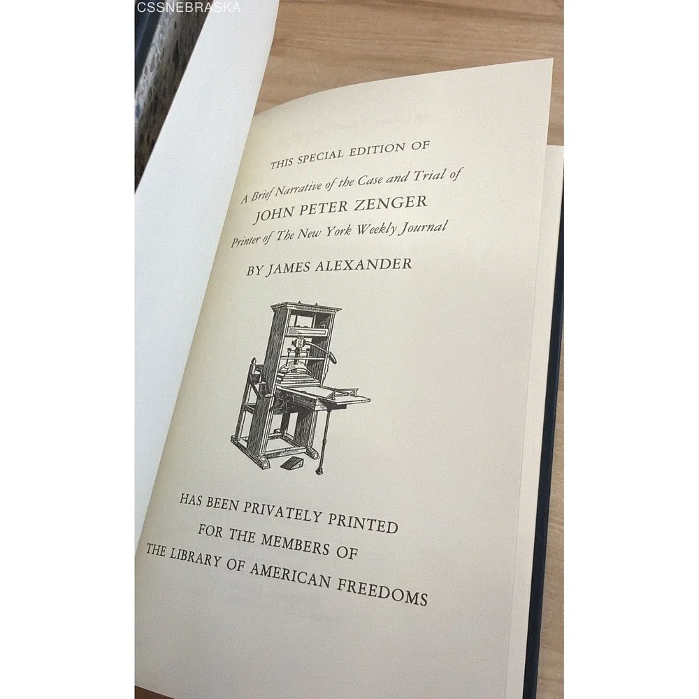Palladium Press The Trial of John Peter Zenger James Alexander 2001 Leather